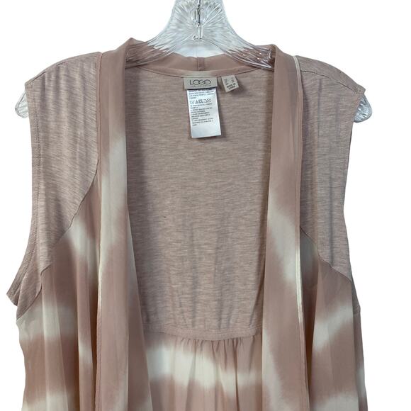 LOGO Lori Goldstein L Waterfall Chiffon Sleeveless Cardigan Mixed Fabric Top - Picture 5 of 7